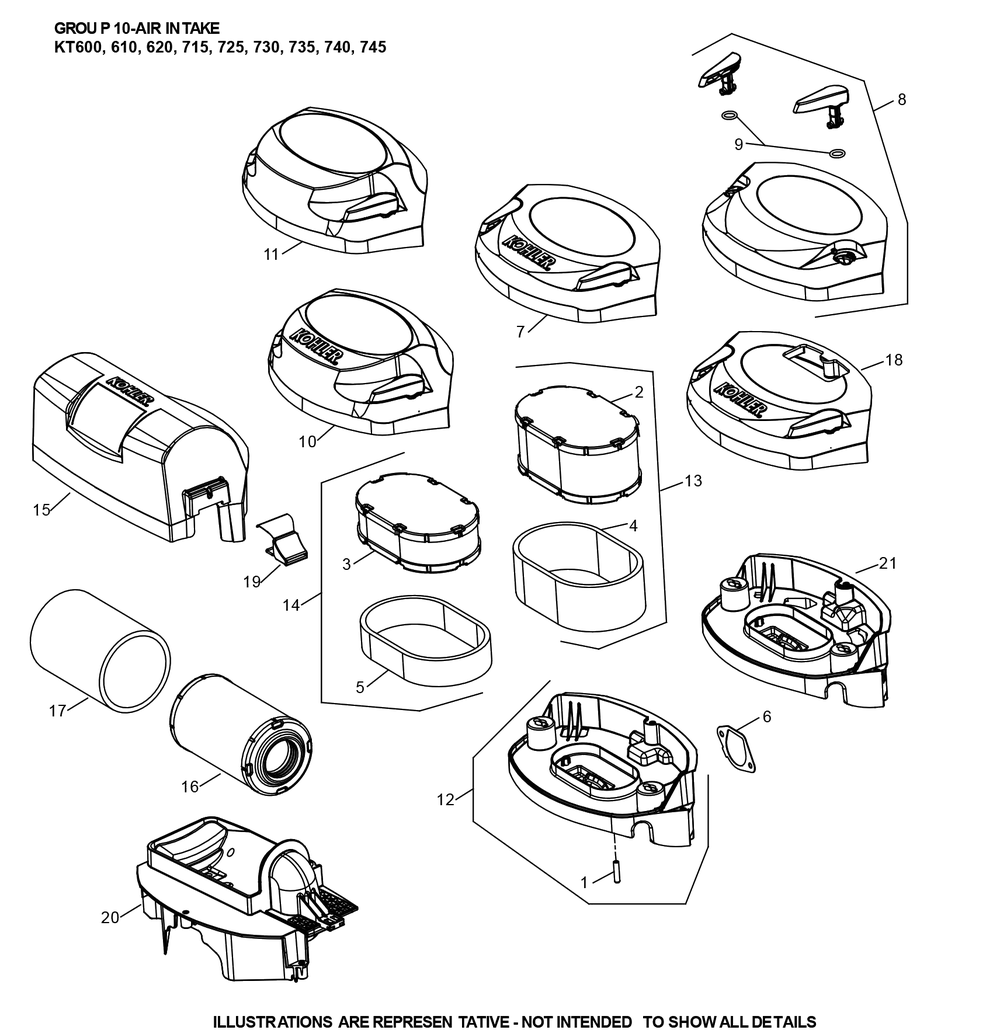 Kt725-3109 Air Intake Diagram and Parts List for KT725-3109  Cub Cadet Lawn Tractor